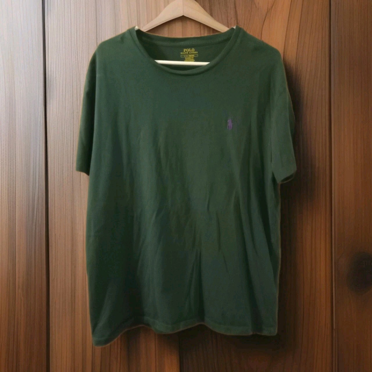 PONY Polo Ralph Lauren t shirt girocollo verde viola logo manica corta casual uomo L