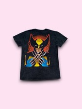 X Men 97 Wolverine Mens Sz Medium Black Acid Wash T Shirt Graphic Double Sided