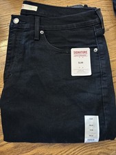 Signature Levi Strauss Slim Men's 36x32 Black Denim Jeans , New With Tags
