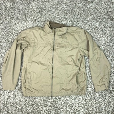 Columbia Jacket Mens Large Beige Windbreaker Full Zip Lightweight