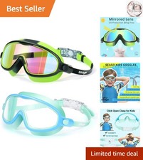 Swim Goggles 2 Pack Anti-Fog Anti-UV Wide View Swimming Goggles for Kids 3-14