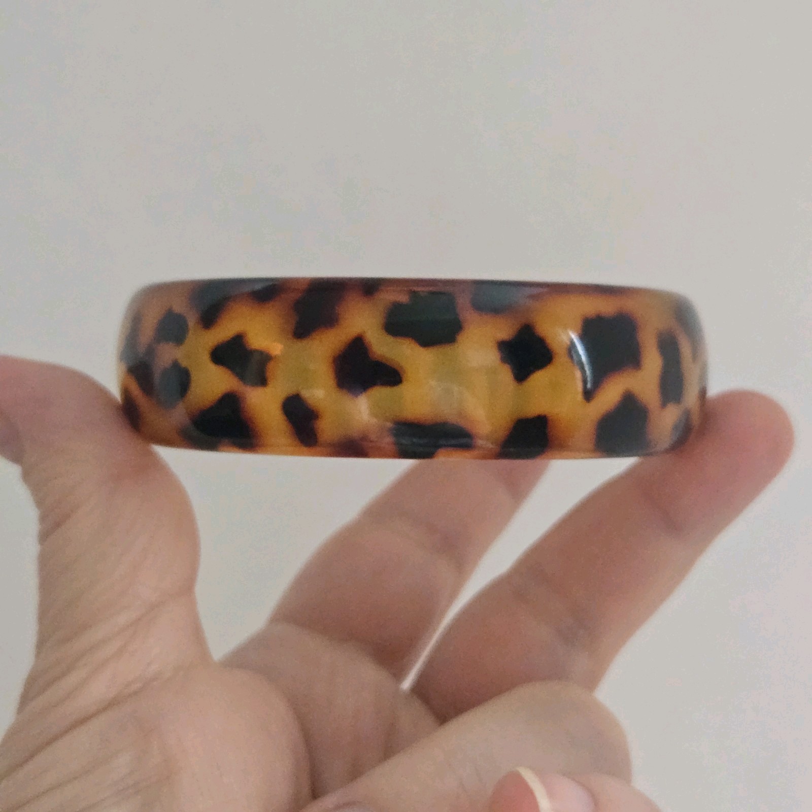 Vtg Faux Tortoise Shell Acrylic Bangle Bracelet T… - image 6