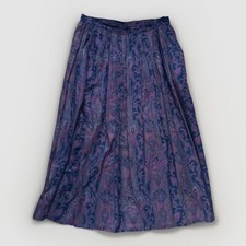 Vintage Woodward 60s/70s 100 Cotton Pleated Maxi Skirt Paisley Print Size 12