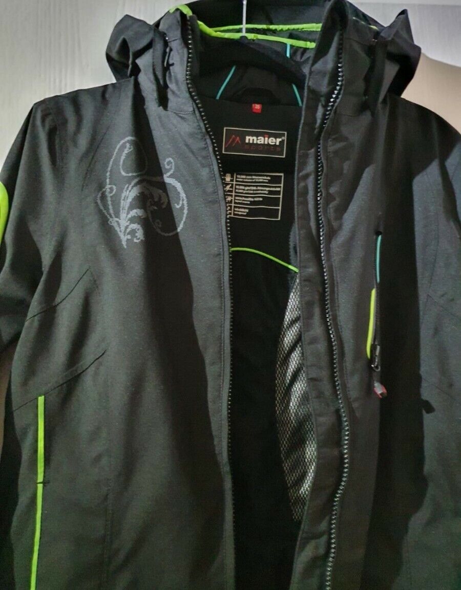 Maier Sports winter Ski snowboard Jacket M TEX 10.000 black/green/blue