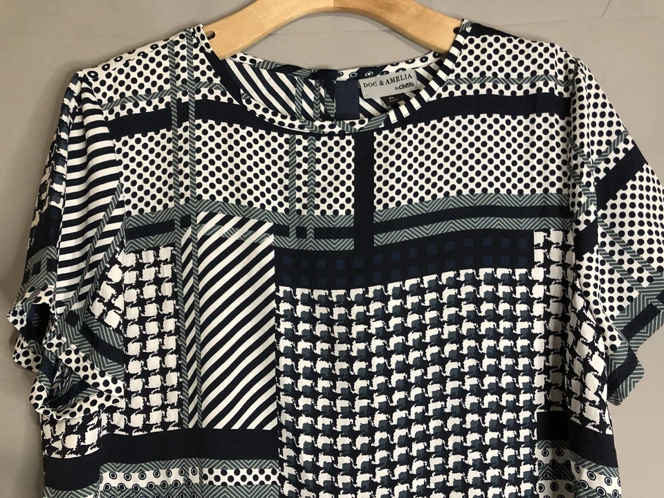 Doc & Amelia By Cintas 海军蓝衬衫上衣女式衬衫 XL 码 — 第 2/4 张图片