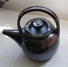 Vtg Stoneware Art Pottery Blue Glazed Teapot Kettle ? signature on side NOS — photo 2