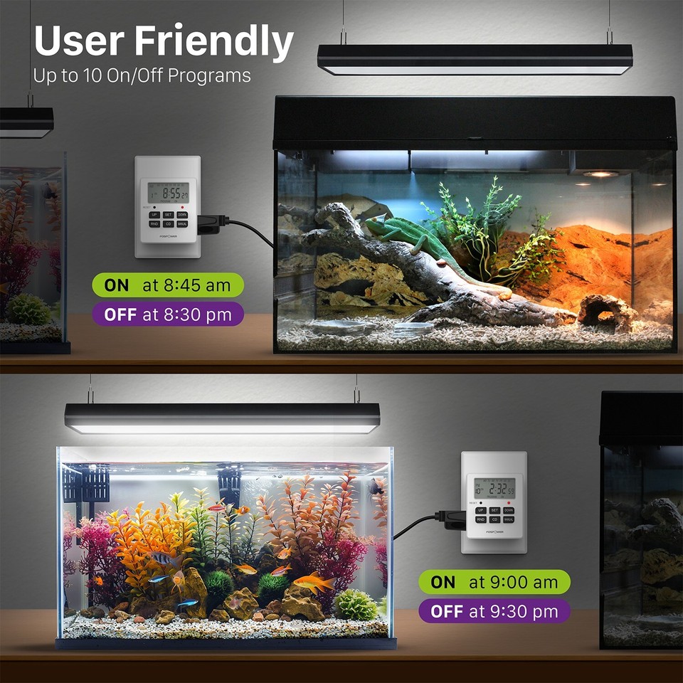 7 Day Digital LCD Electric Programmable Dual Outlet Plug In Clock Timer ...