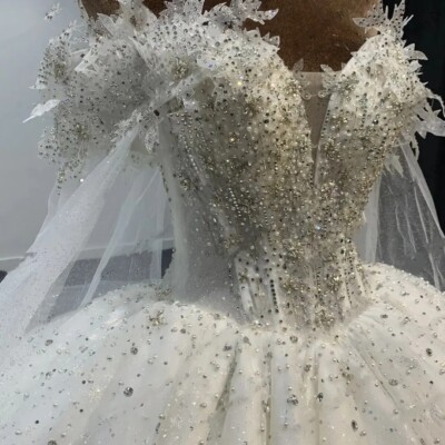 Elegant Rhinestone Tulle Wedding Dresses Off Shoulder Beaded Lace-up Bridal Gown | eBay Elegant Rhinestone Tulle Wedding Dresses Off Shoulder Beaded Lace-up Bridal Gown | eBay
