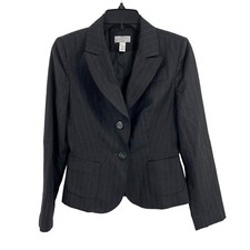 Loft Petites Blazer 2P Pinstripe Office Work Professional Grey Wool