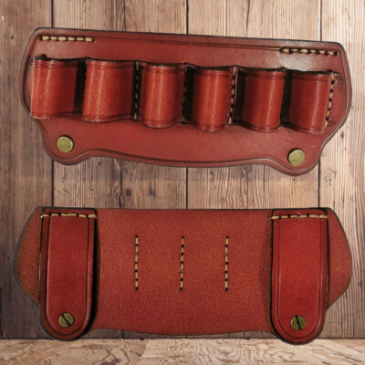 Leather Magazine Pouch 6 Rounds Cartridge 12 Gauge Ammo Bag Shotgun Shell Holder
