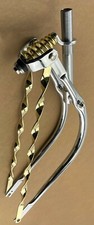 ORIGINAL LOWRIDER 26" Bent 1" Chrome/Gold Suspension Fork w/Flat Twisted Bars.