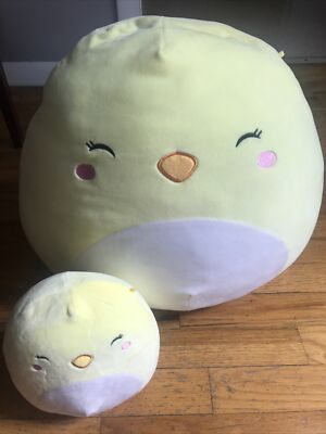 Kellytoy 2018 Squishmallow Chuck the Easter Chick Plush Lot Of Two Med & Small