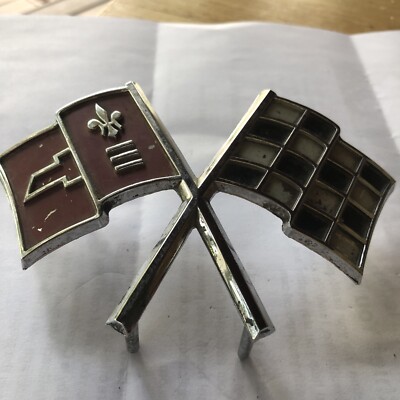 Original Vintage 1966 Corvette X Flags Nose Emblem Correct Red