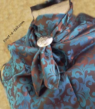 Turquoise-Cinnamon, Wild Rag, Silk blend, Jacquard pattern, Cowboy Wild Rag