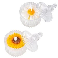 Sungmor Sunflower Scented Candles Decor 2PC Natural Soy Wax Candles in Glass Jar
