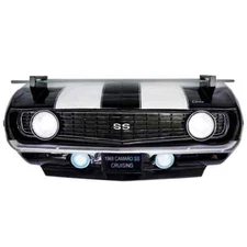 Black 1969 Chevy Camaro SS Front Wall Shelf w/ Battery Powered LED Headlights