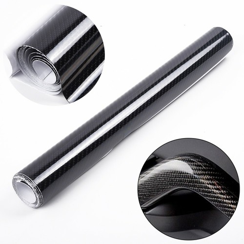 5D Ultra Lucido Nero Fibra di Carbonio Pellicola in Vinile Adesivo 30 152cm