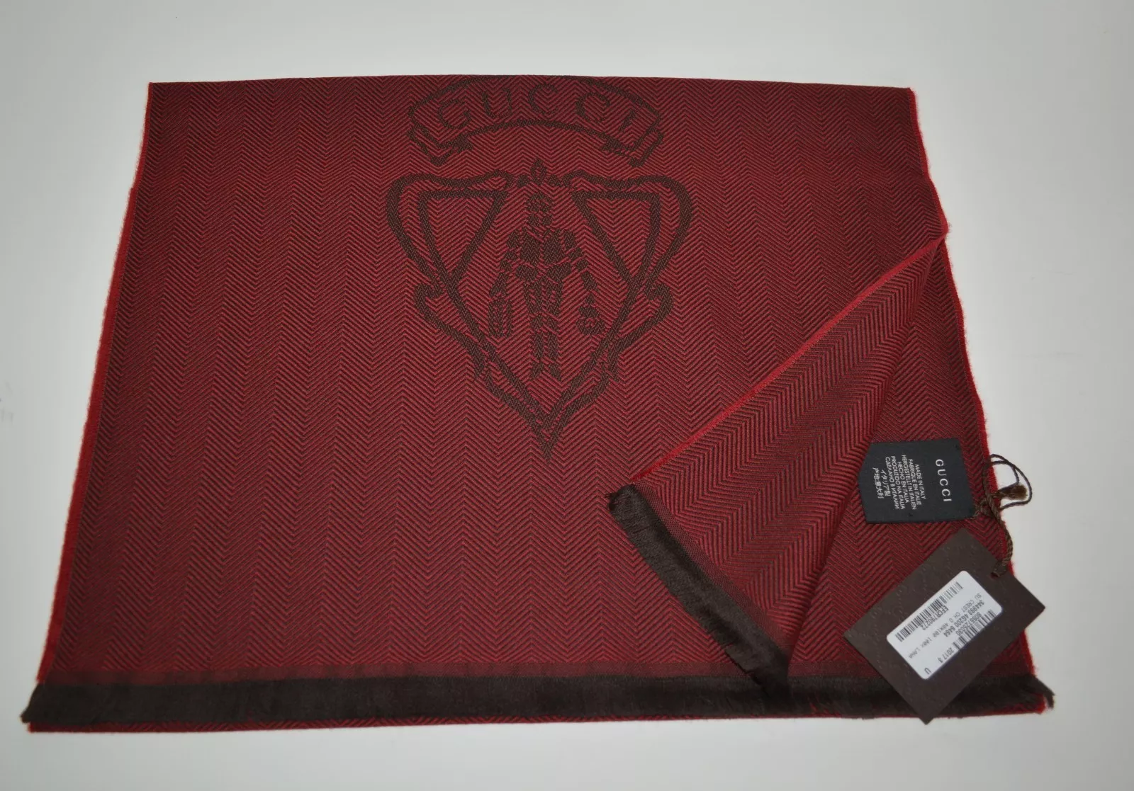 NOUVEAU SILENCIEUX ENVELOPPANT FOULARD 100 % LAINE GUCCI FABRIQUÉ EN ITALIE