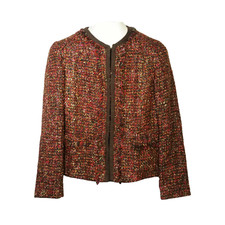 Chico's Rainbow Shine Vikey Jacket Career Blazer Tweed Fringe Women's Size 1 M/8