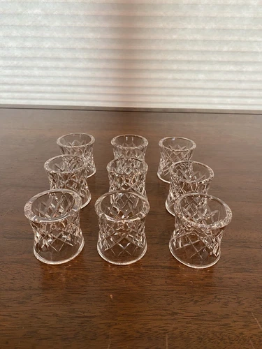 STUNNING SET(9) VTG WATERFORD Crystal COMERAGH Cut Round Napkin Rings 2"H SIGNED