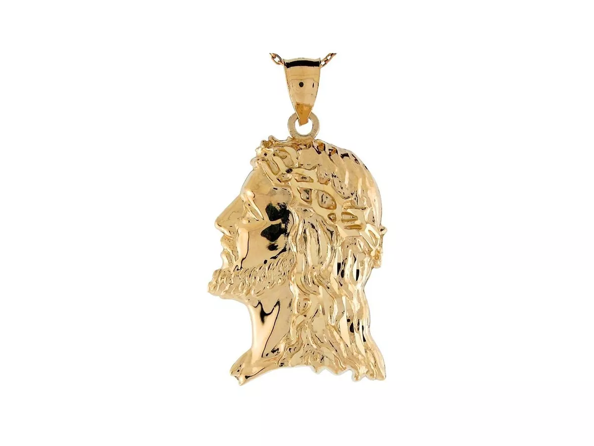 10k or 14k Yellow Gold Jesus Head Profile Religious Charm Pendant