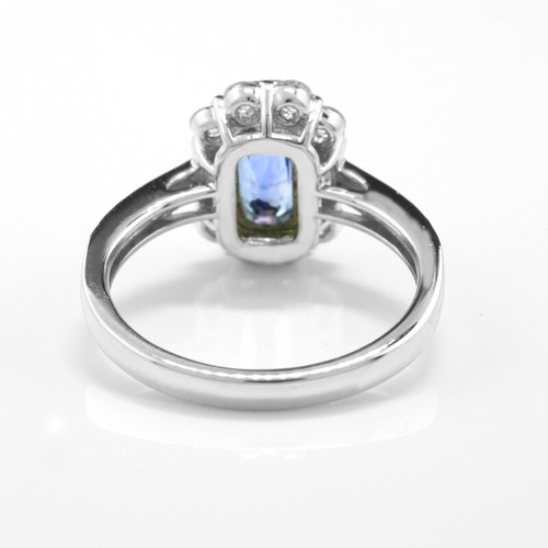 Zafiro Kornblumenblau sin Tratar Aigs-Gutachten Anillo Con Brillantes 950-Platin - Imagen 6 de 6