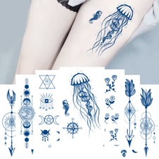 Herbal Juice Semi Permanent Waterproof Body Arm Chest Tattoo Stickers Flower  
