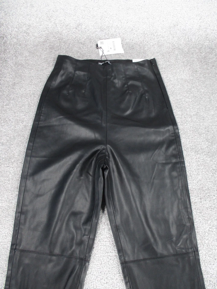 Leggings Zara para mujer pequeños negros imitación cuero tiro alto NUEVO Foto 2 de 4