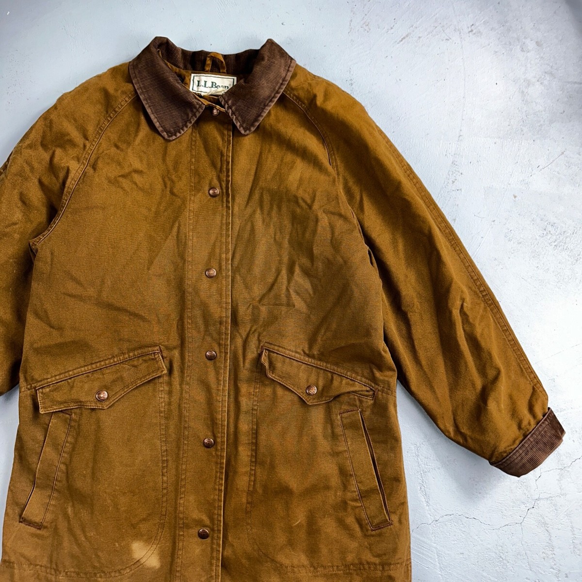 小物 LL bean nylon long coat jacket vintage LL Bean Coat Size Large Men's Blue Hooded Jacket Made In USA
