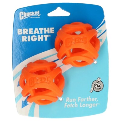 Chuckit! Breathe Right Air Fetch Ball M Hund 6cm 2er-Pack Launcher Spielzeug
