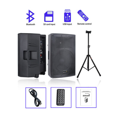 4000W Powered Karaoke 15'' Studio PA KTV Speaker W/ Universal Stand Mount Holder