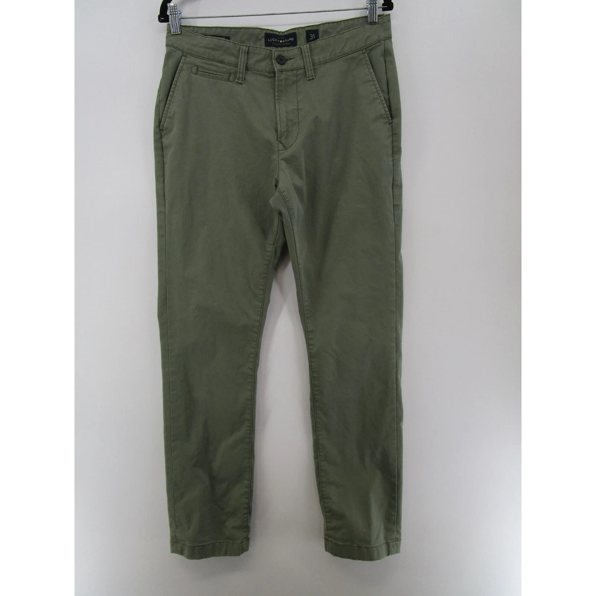 Lucky Brand Mens 31 Slim Fit Flat Front Chino Pants Olive