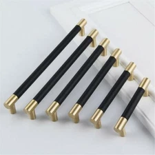 Black Leather Cabinet Handles Dresser Drawer Pulls Knobs Closet Cupboard Handles