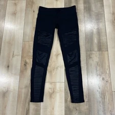 ALO Womens Black Elastic Waist Skinny Leg Activewear Yoga Pants Size Medium