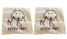 2x Dog Throw Pillow Covers - FETCH THIS - Middle Paw Fits 20" x 20" Pillows
