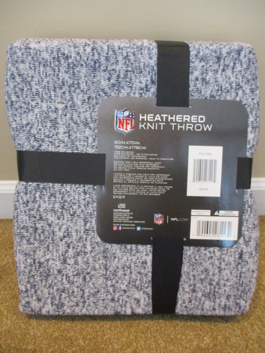 ATLANTA FALCONS Official NFL Team BLUE Heathered Knit Throw 60in x