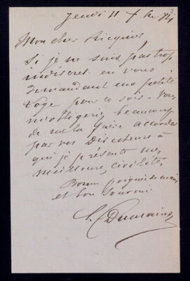 Louis François DUMAINE, Acteur - LETTRE AUTOGRAPHE SIGNÉE, 1884 - Photo 1/3