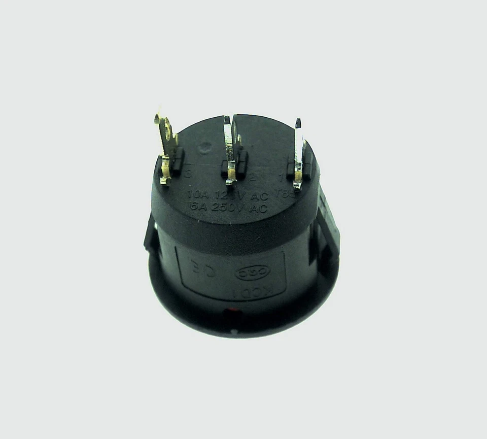 Interruptor basculante redondo de encendido/apagado de luz de neón roja 10x SPST 6A/250V 10A/125V AC Foto 2 de 4
