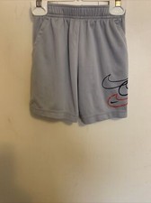 Nike Dri Fit Boy s 5 Years Shorts Gray Color Mesh With Pockets Logo