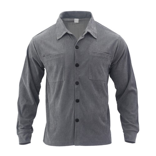 Coat Button Down Cardigan Casual Blouse Corduroy Lapel Long Sleeve Men Shirts - Picture 21 of 58