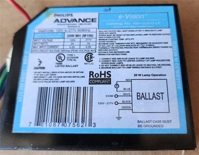 PHILIPS Advance e-Vision IMH-G20-G-LF 20W Electronic Metal Halide Ballast New