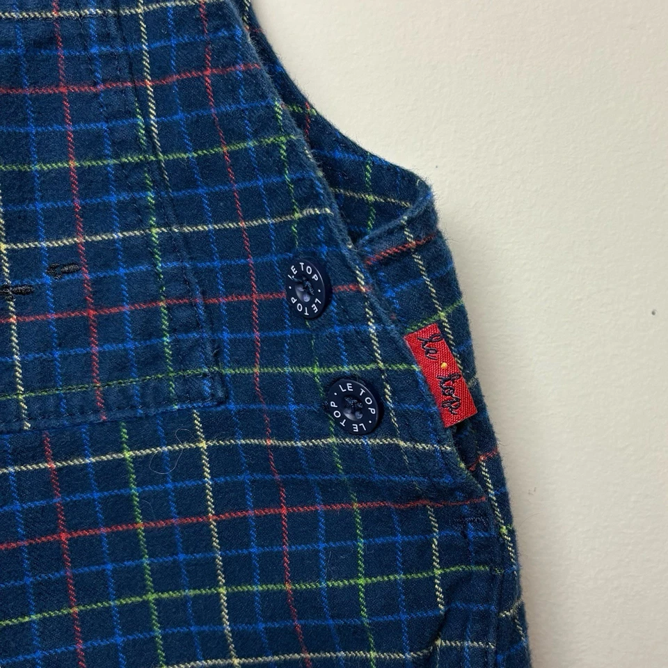 Mono bordado vintage Le Top 24 meses azul a cuadros cachorro perro aplique Foto 4 de 4
