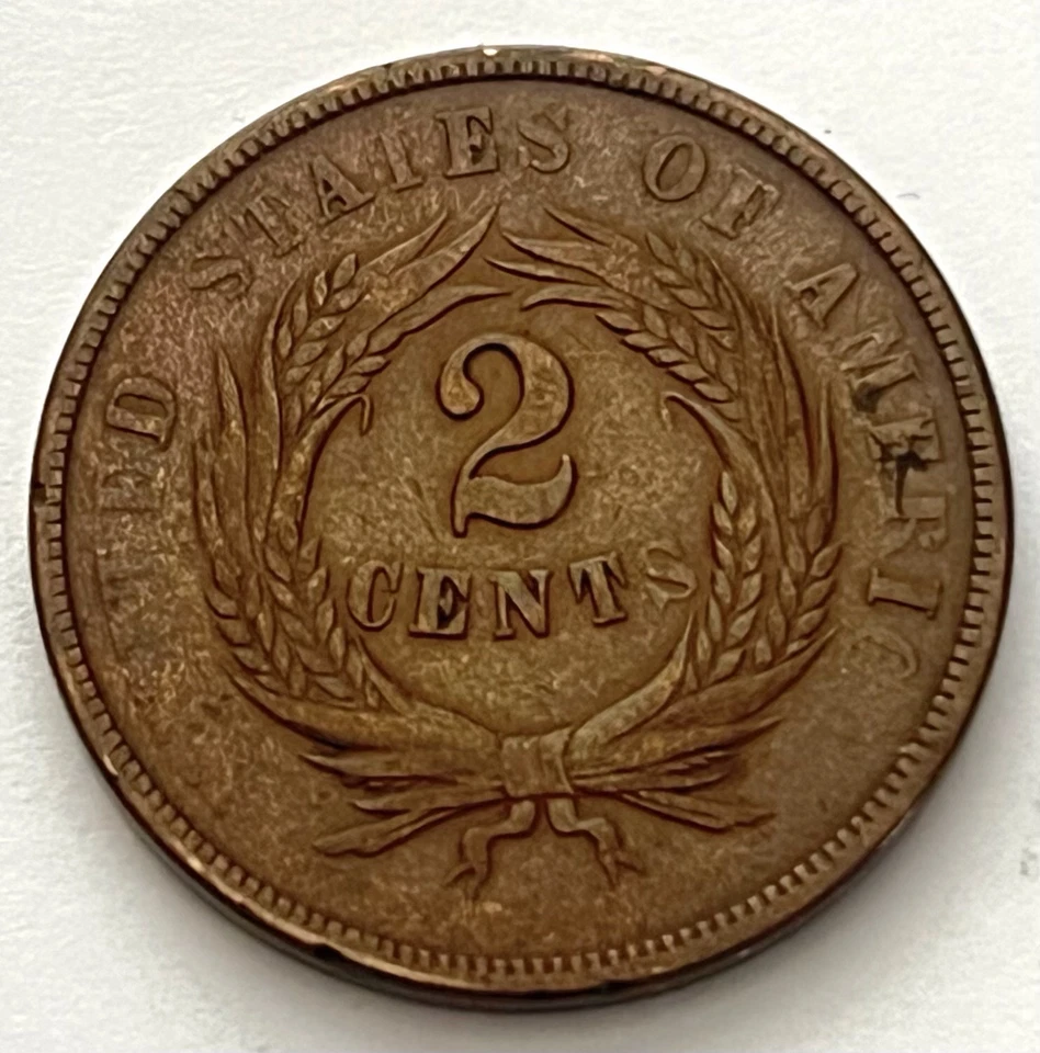 1868 Two Cent Piece-Damage Planchet XF Condition or Better BK2033 - Image 2 of 2