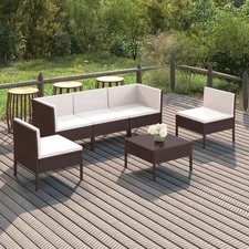 Garden Lounge Set Brown and Cream White
