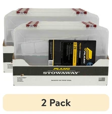 (2 pack) Plano ProLatch Stowaway Large Clear Organizer Tackle Box, Large, Clear
