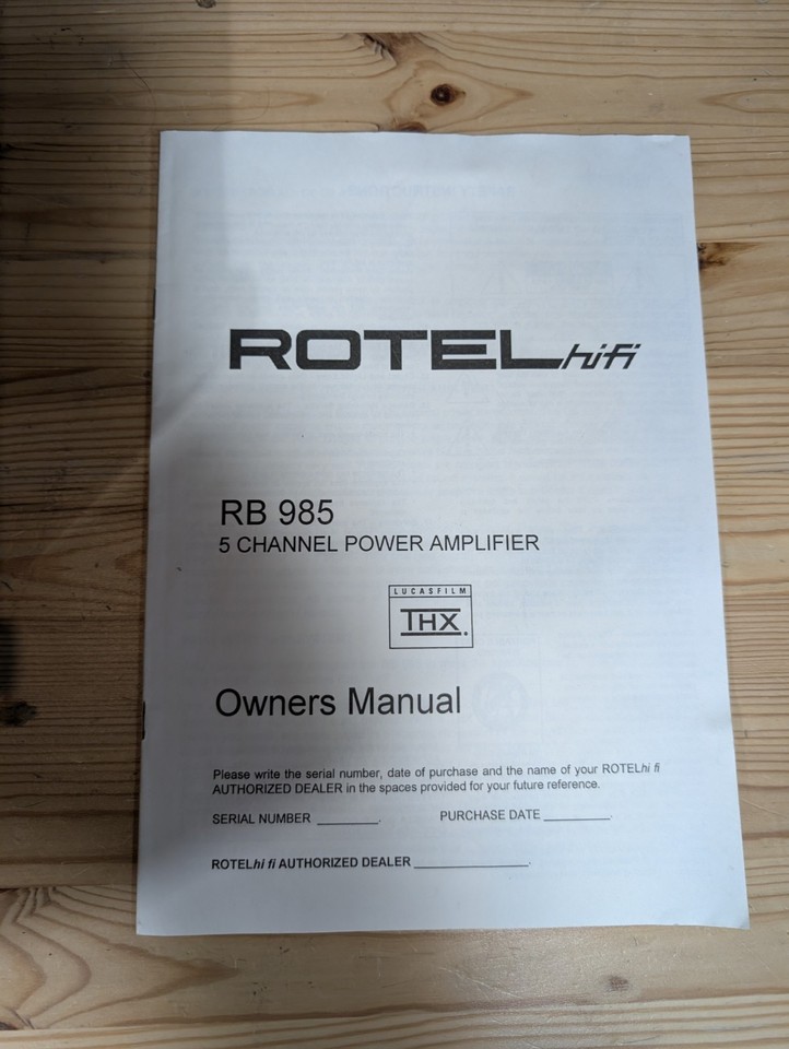 Rotel RB-985 5 channel Power Amplifier 5 x 100W - Works Great | eBay
