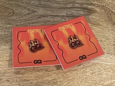   NEW X2 PINTRILL X GQ (LOT OF 2) FIRE FLAME GQ LAPEL TIE PINS  