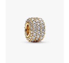 Pandora 762820c01 Charm Pavè Fascia Tripla Placcatura in Oro