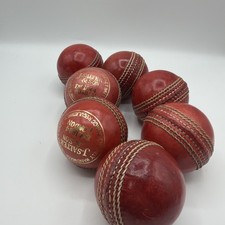 7 Vintage Cricket Balls, Antique Red Leather Hand Stitched  (two J.Salter & Son)