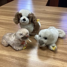 A Lot Of 3 Vintage Steiff Stuffed Animals With Button, Wally, Cosy and Snuffi